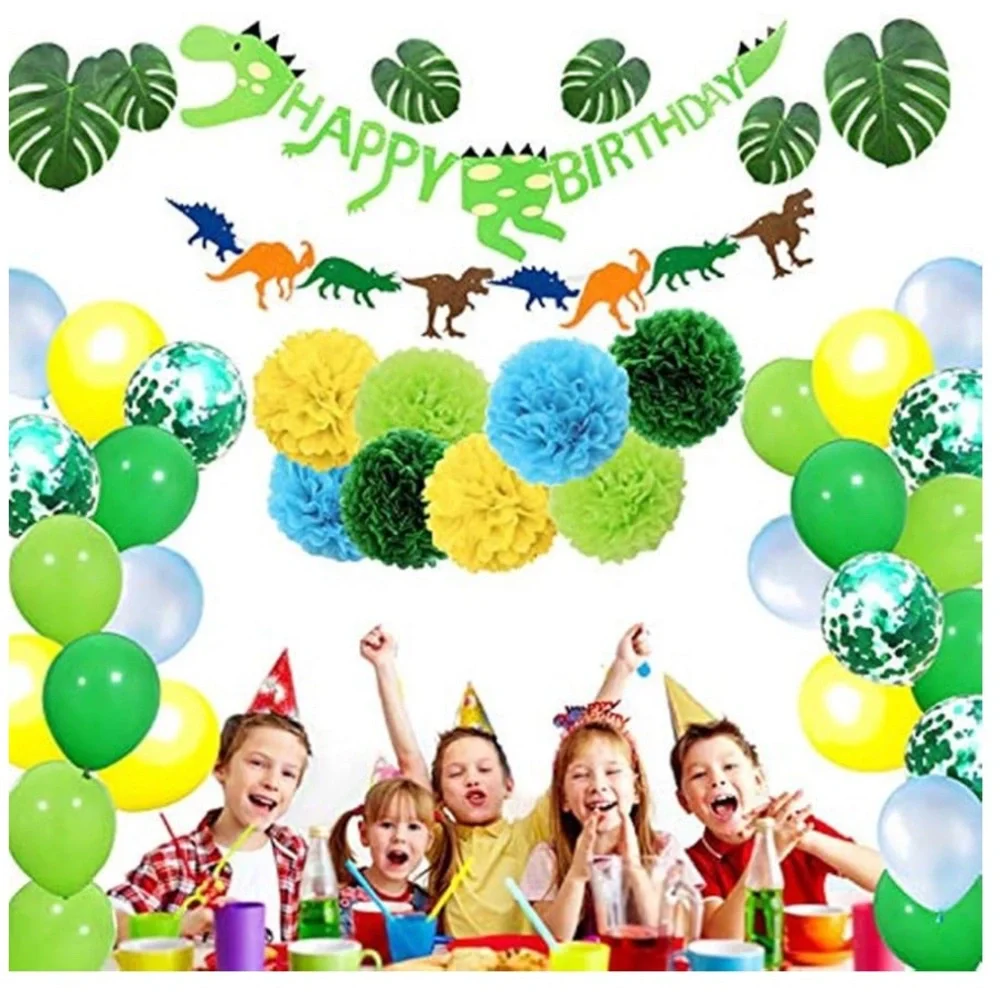 Dinosaur 🦕🦖 Themed Birthday Party Decoration Set - Green, Blue, Yellow NIB